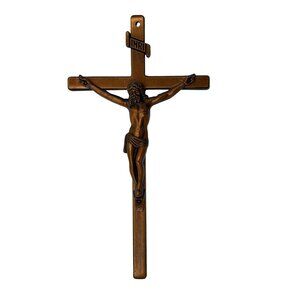 Vintage Lovell Mfg Copper Tone Crucifix Wall Cross 11.5” Christian Decor